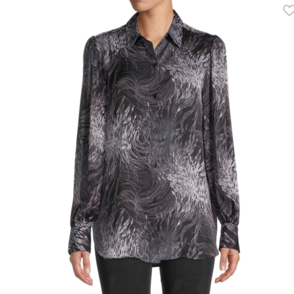 EQUIPMENT Danton Print Blouse‎ Anthracite L - Picture 2 of 14